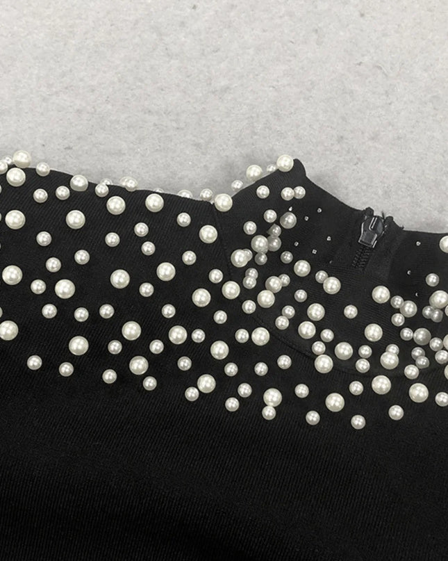 Gala Glamour Pearl Cut-Out Maxi Dress